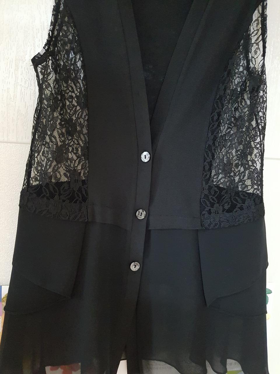 시원한 시스루블랙롱조끼