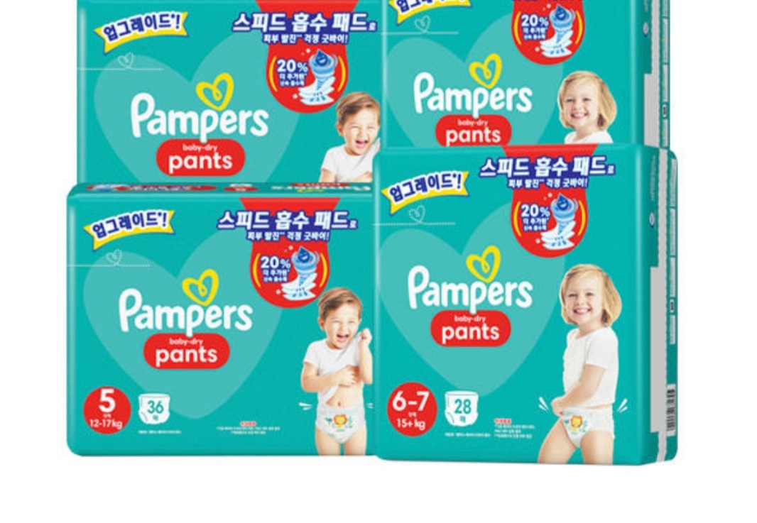 8팩)팸퍼스베이비드라이3,4,5,6단계 밴드,팬티