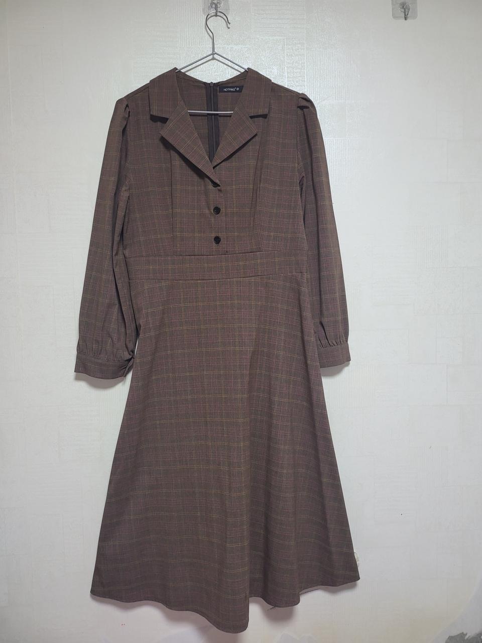 브라운체크 롱원피스