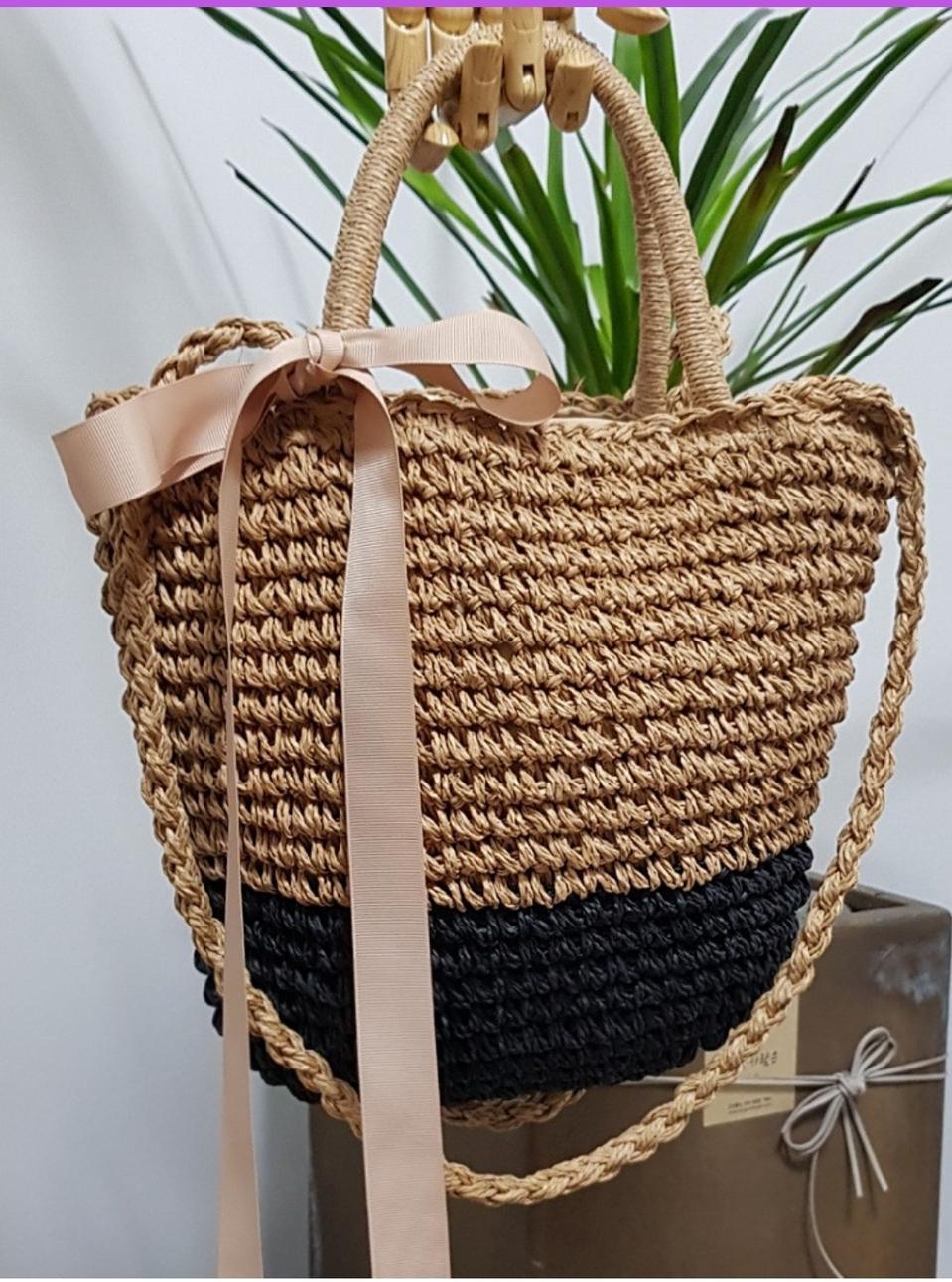 (새상품)매장정리 하면서 급처분 (배색 라탄백)