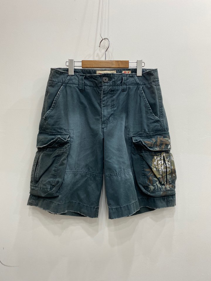 MOSSIMO 남자34 카고면바지/ 빈티지워싱 페인팅/새상품