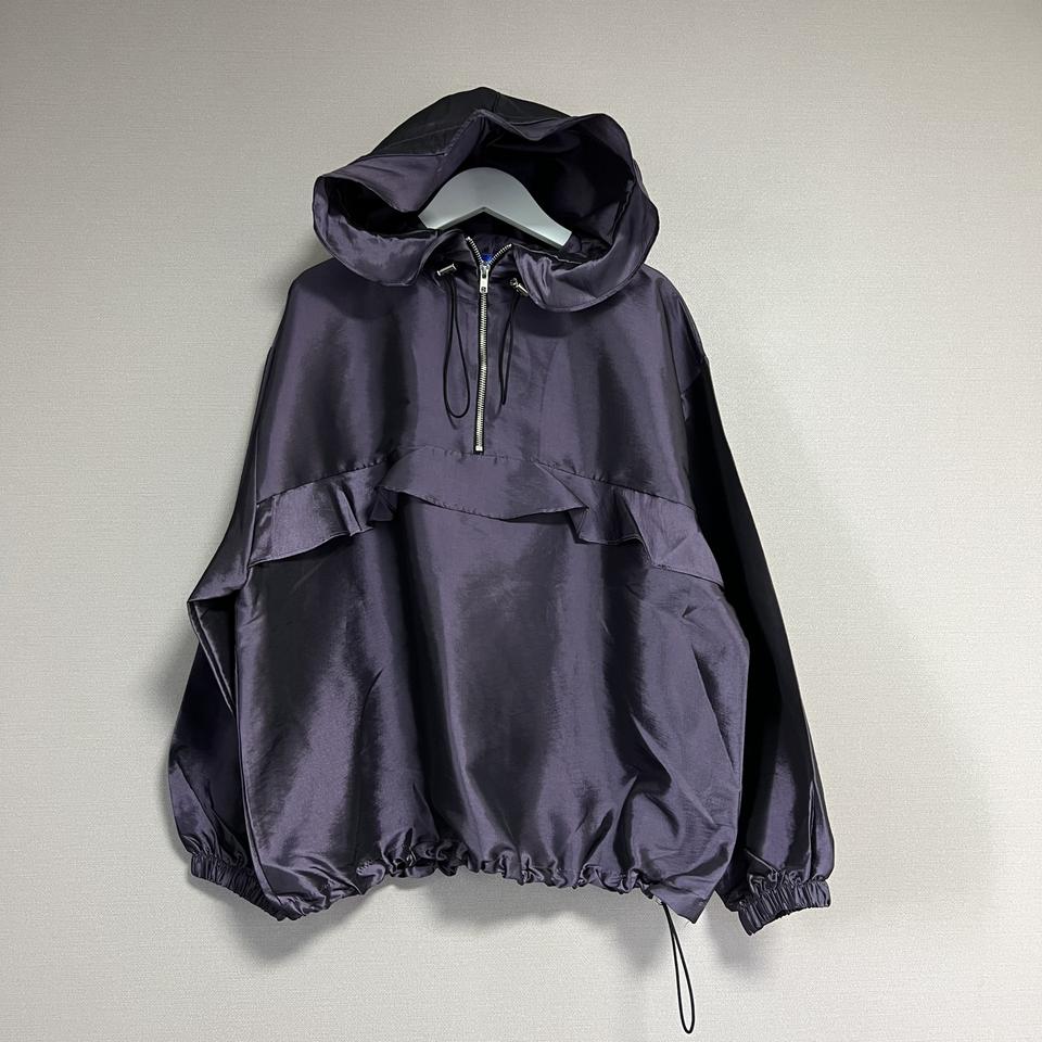 후드프릴셔링배색아노락 오버핏스트링배색바람막이