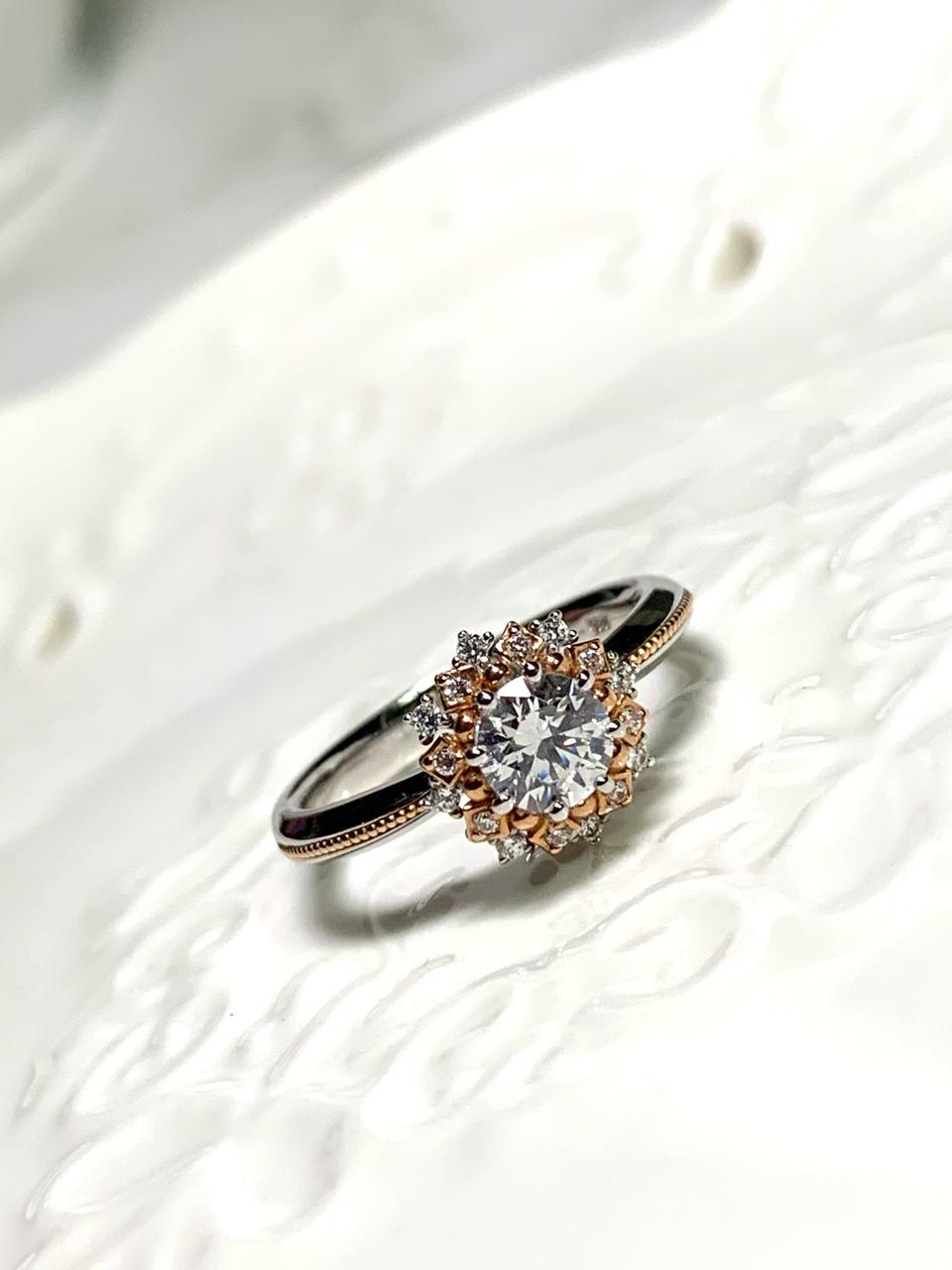 14k 투톤 화이트 로즈 골드 금 반지 링 (팔찌 귀걸이 목걸이 많음)