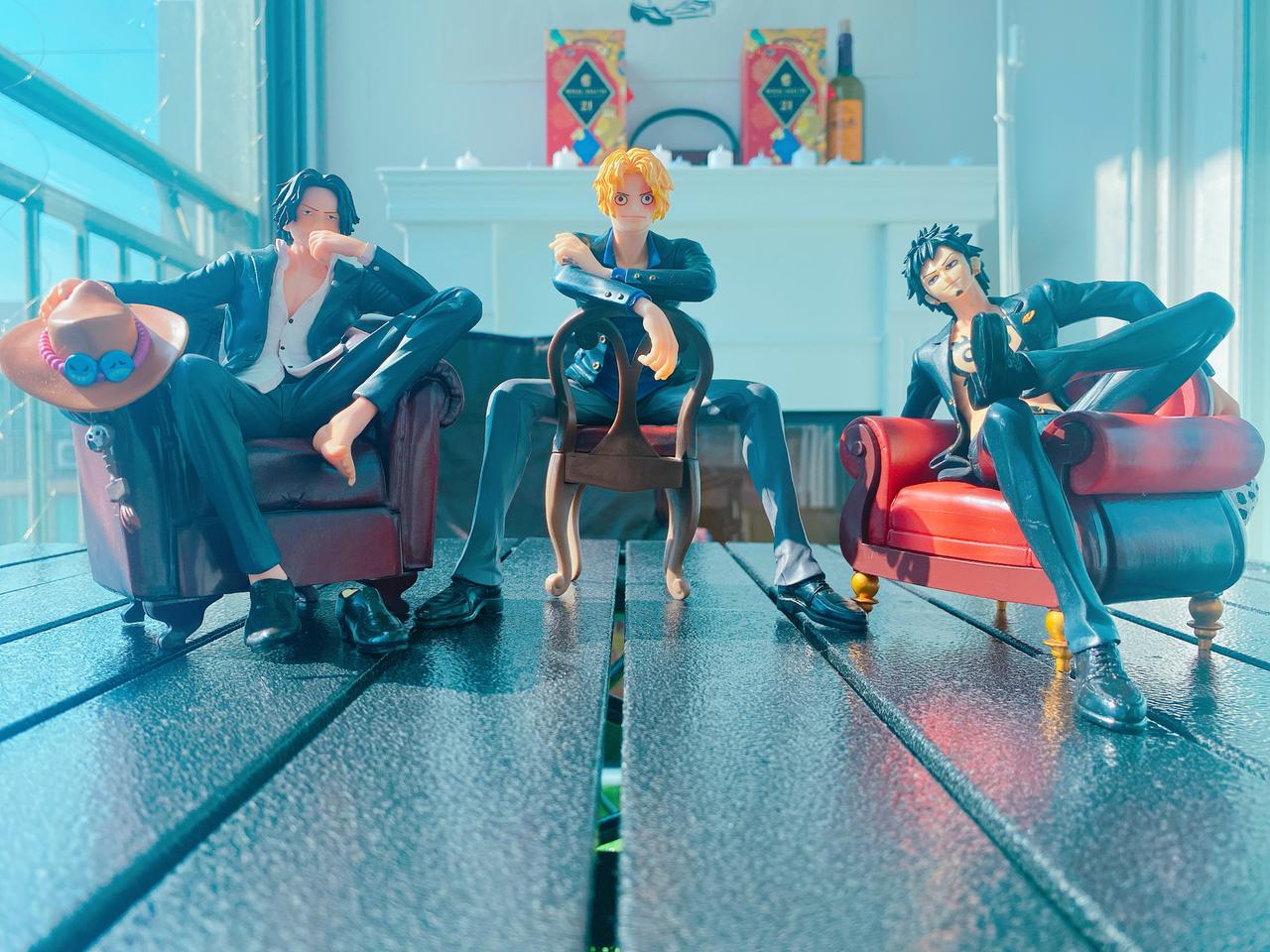 [택포][일괄] 원피스 에이스&사보&로우 좌상 피규어 3종