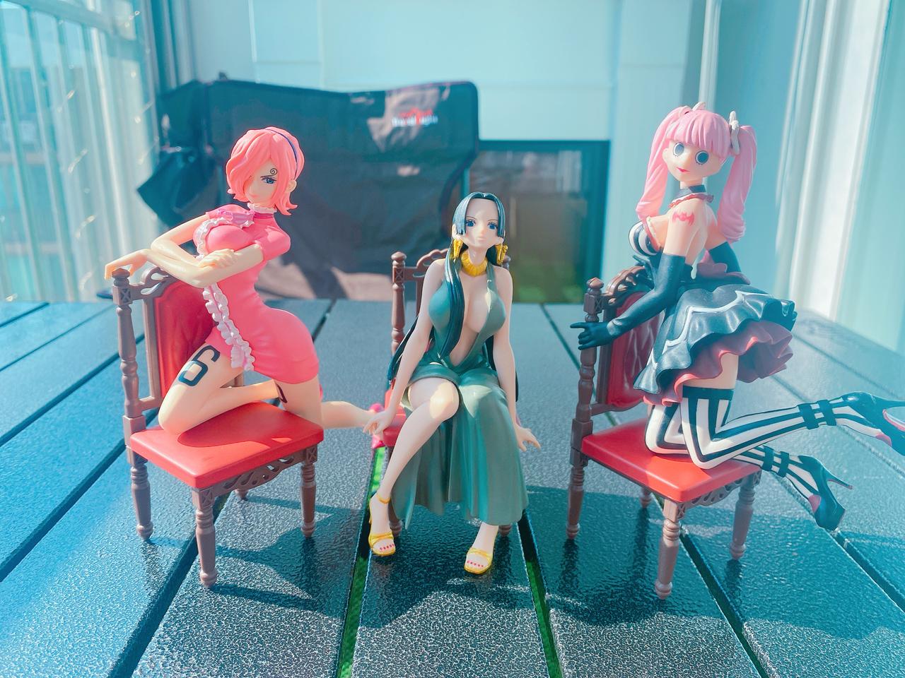 [정품][일괄] 원피스 레이쥬&핸콕&페로나 좌상 피규어 3종