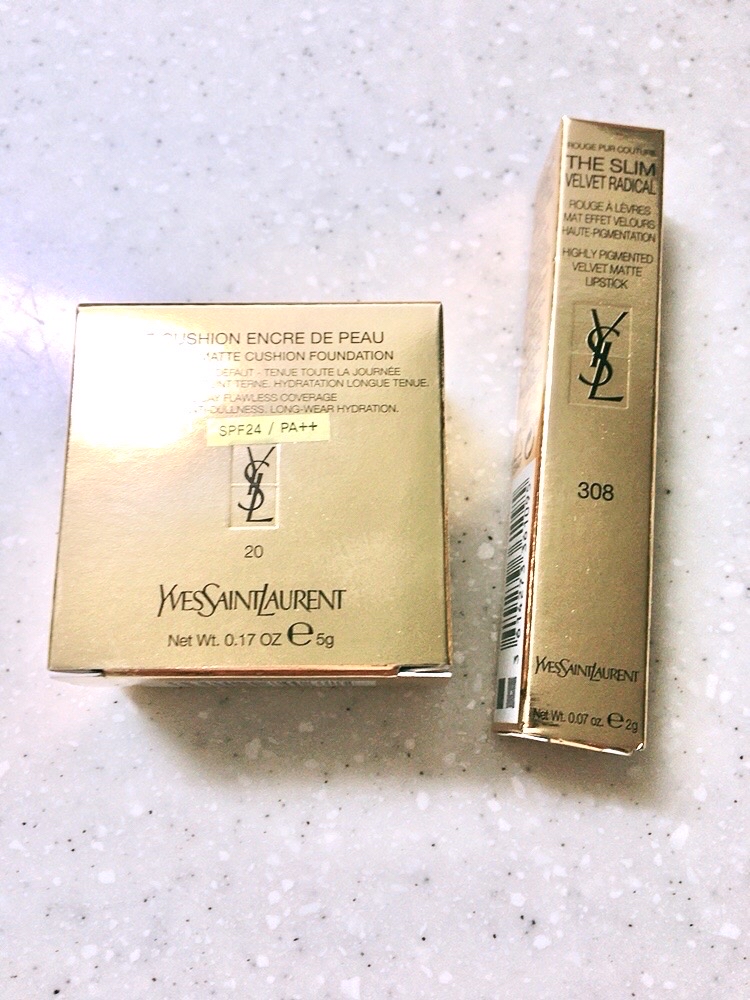 새상품) 입생로랑 엉크르드뽀 미니 쿠션 20호 & 루쥬 꾸뛰르 슬림 벨벳