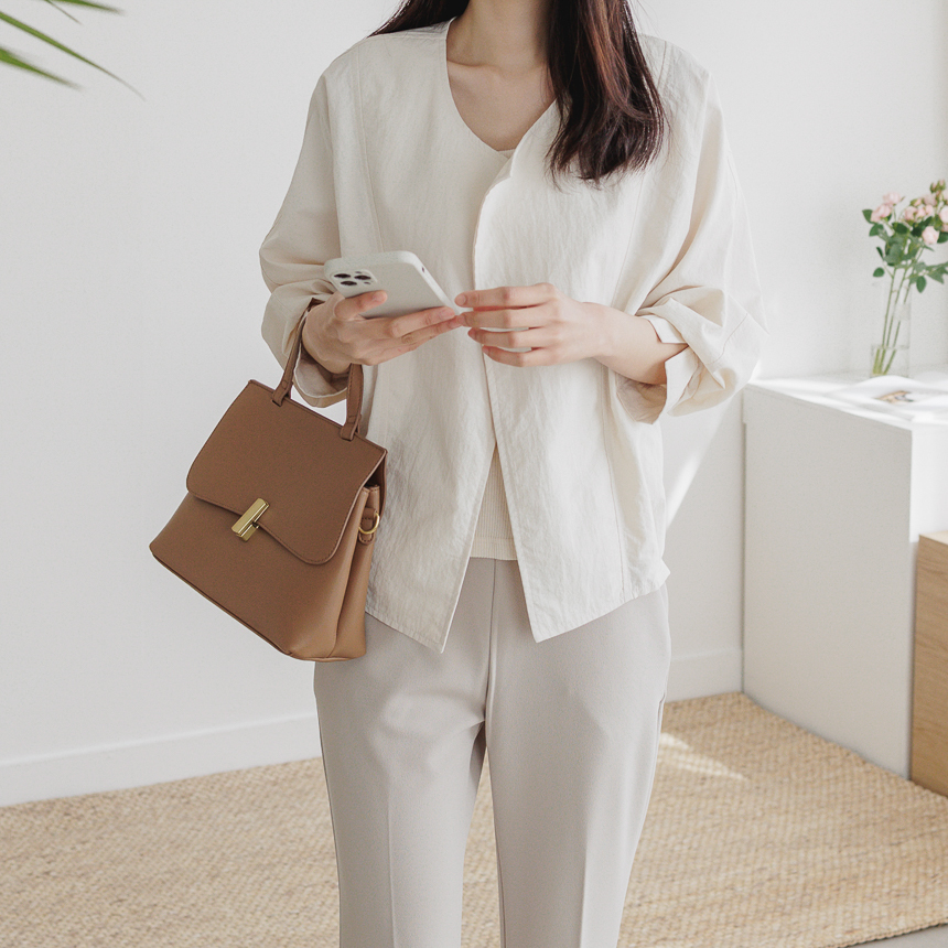 노카라 오픈형 내추럴 자켓