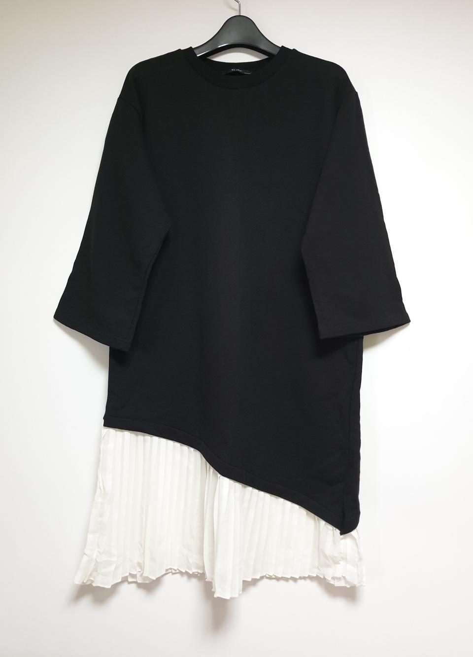 라운드쉬폰배색원피스