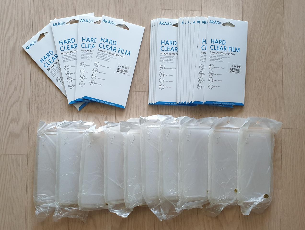 아이폰XR 액정보호필름 18매 + 아이폰XR 투명케이스 10개 새제품