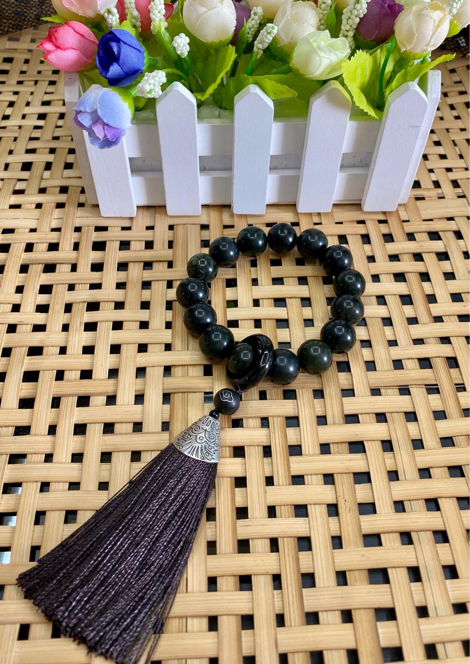 천연 귀사문석 단 염주 선물 원석 차걸이 소장품 소원성취 재물운 불교