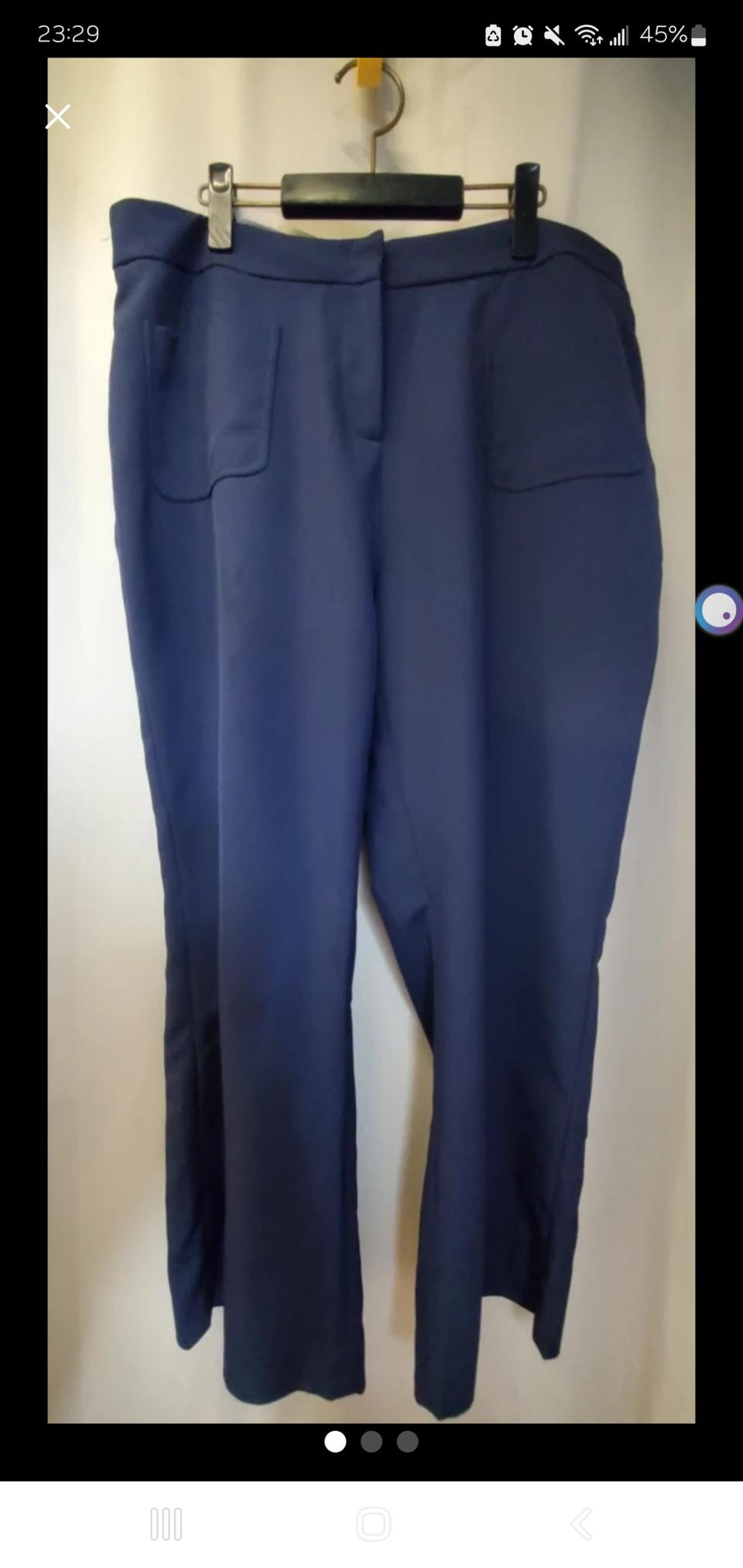 빅사이즈 네이비색 반밴딩 와이드 팬츠