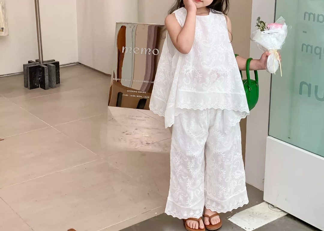 유아동 여아 자카드 무늬원단 여름 상하복 세트