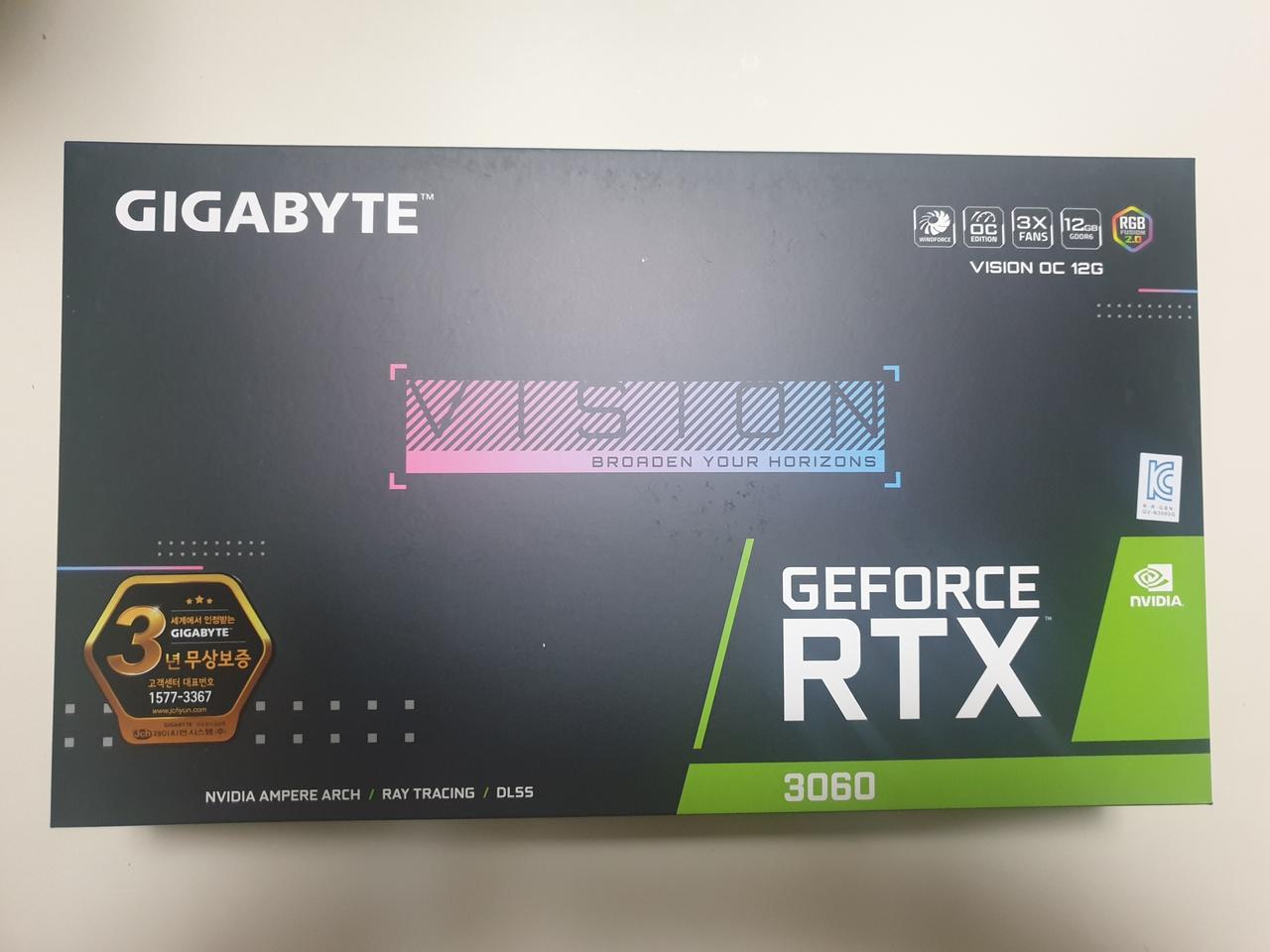 (새제품)기가바이트 RTX 3060 VISION 12GB 그래픽카드