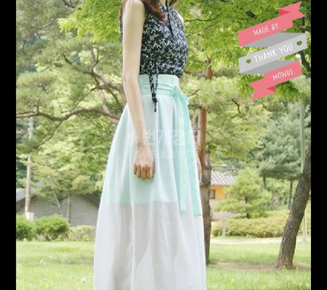 민트한복치마