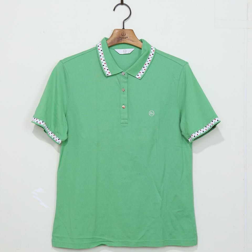 앤썸 여성 그린 반팔 카라 티셔츠 (HU458)