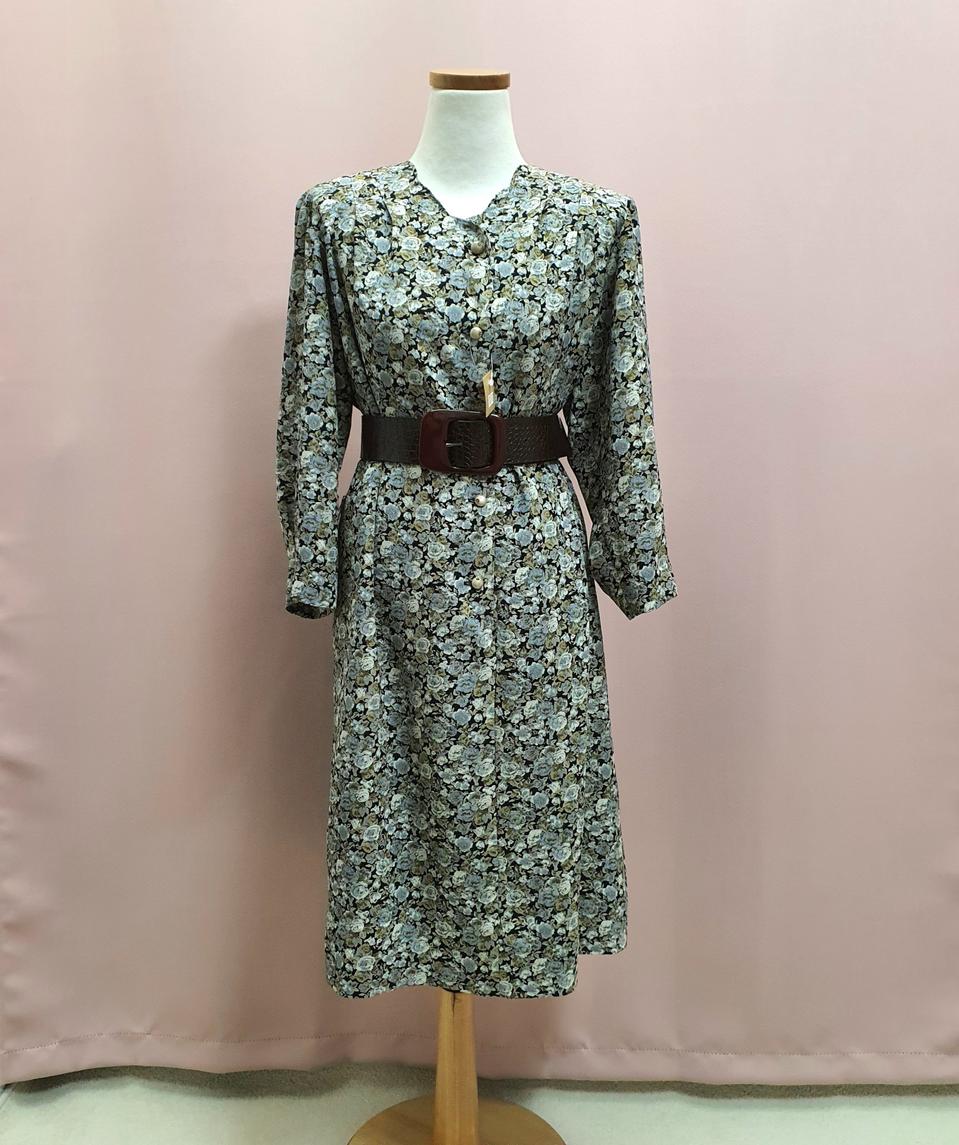 일본빈티지 핀턱 플라워 원피스