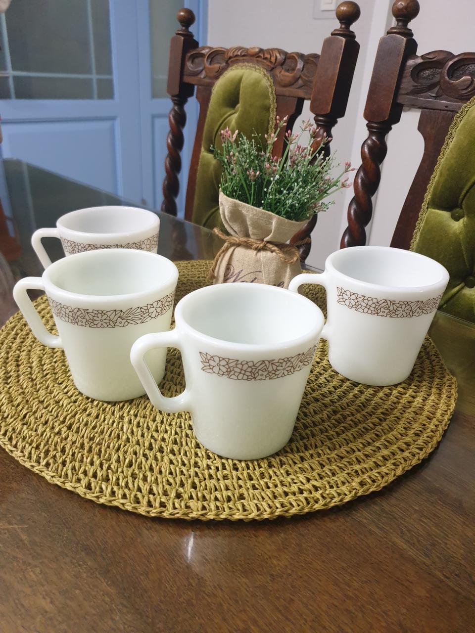 빈티지 파이렉스 우드랜드 d머그 4개 셋트