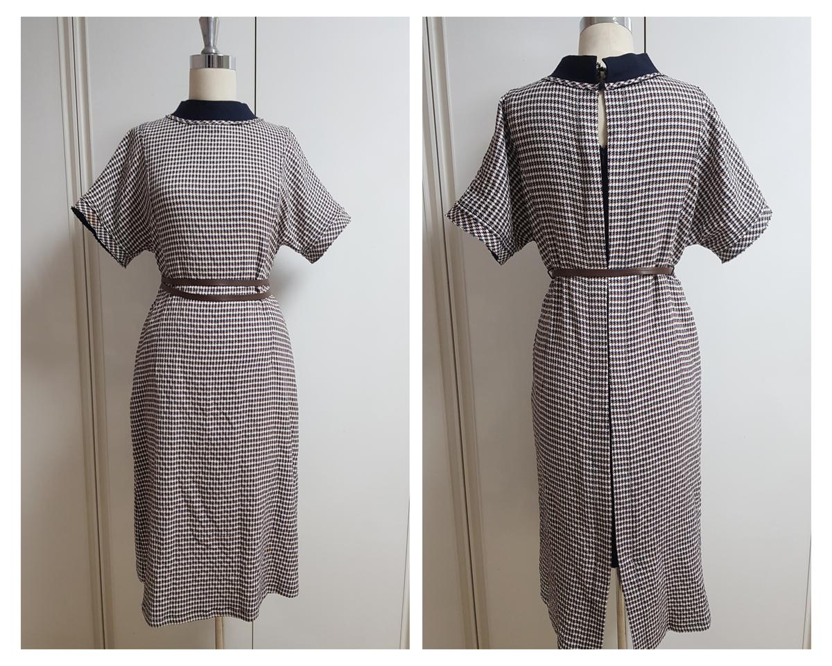 SJSJ 에스제이 하운드체크 벨티드 롱원피스