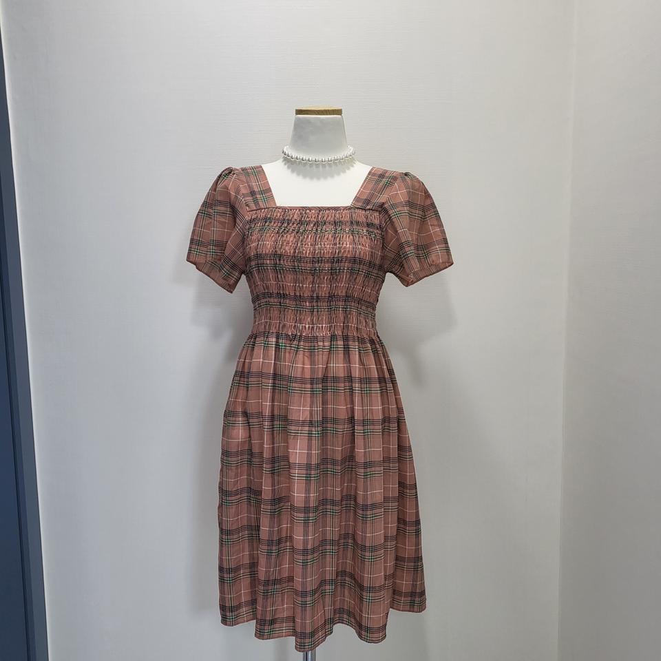 체크 핑크 원피스