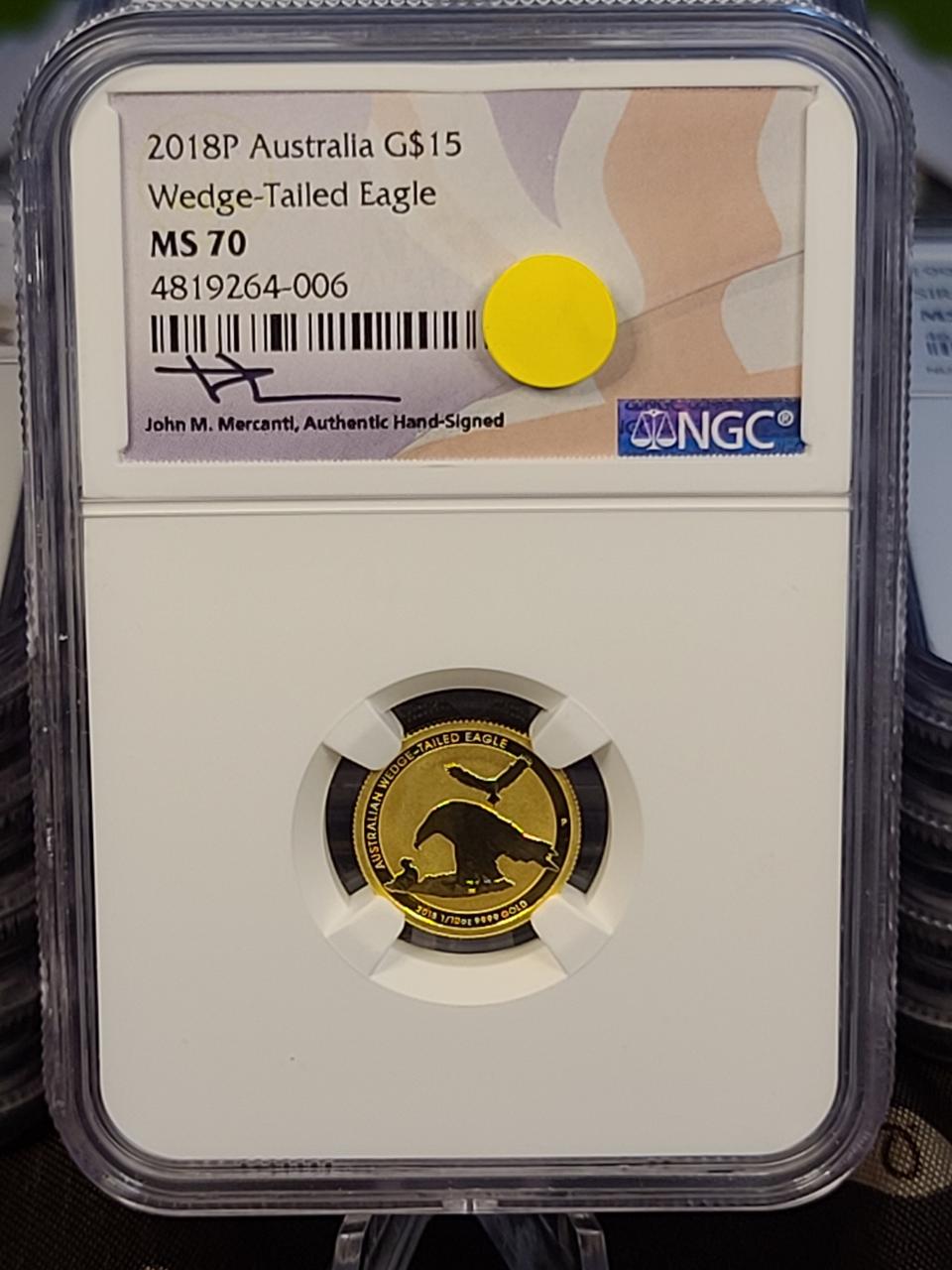 그레이딩 최고등급 MS-70등급 받은 오스트리아 골드코인, 조각가 친필