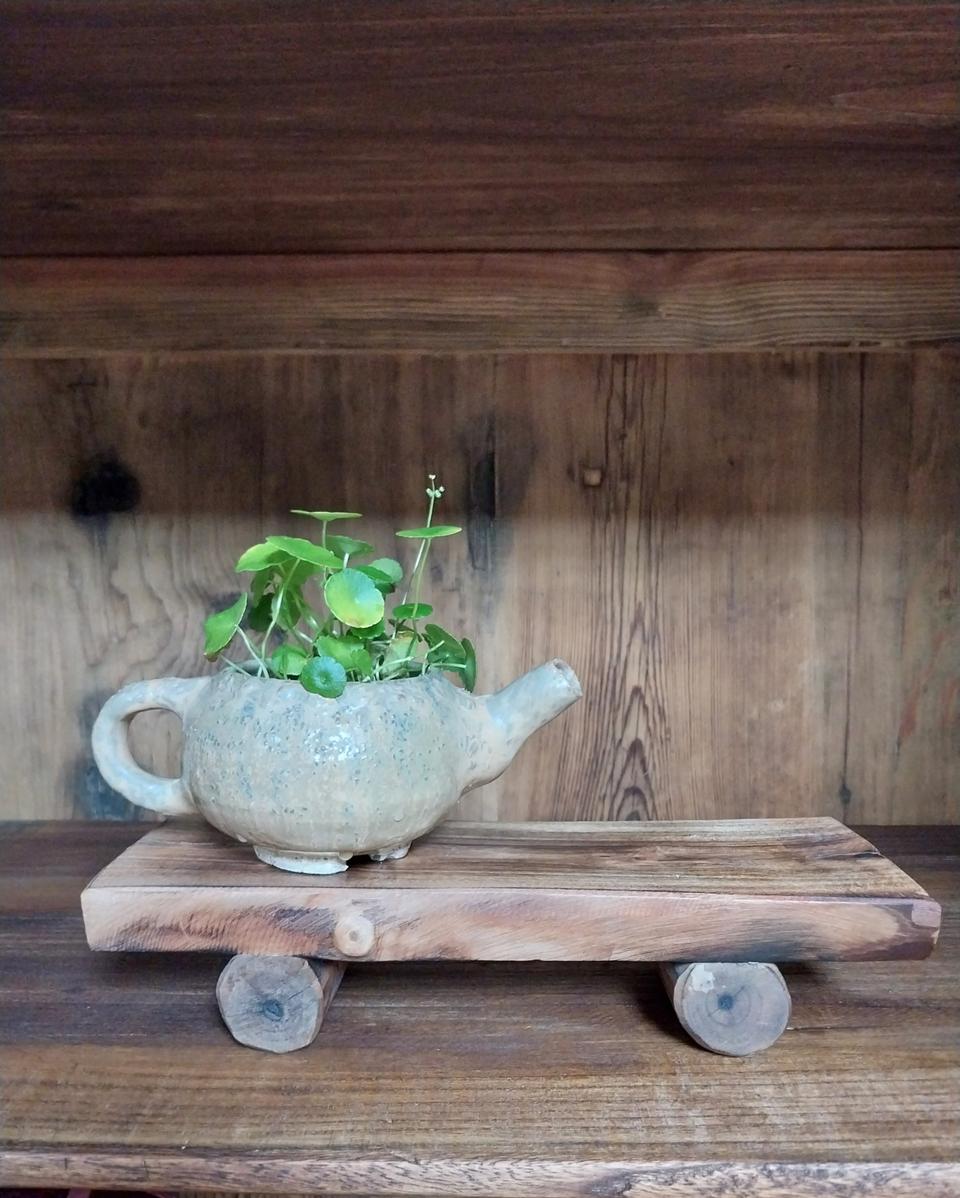 원목받침과 수제화분