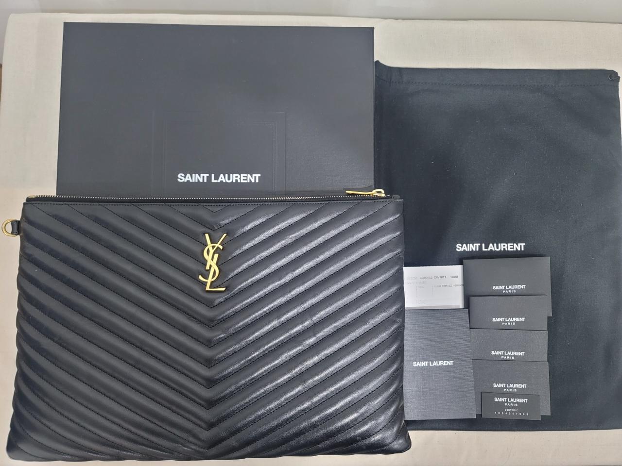 입생로랑 금장 라지 클러치백