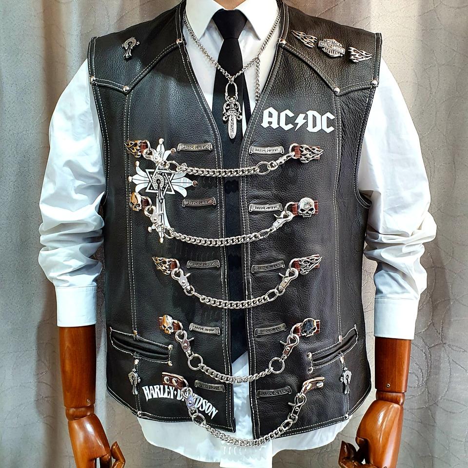 할리데이비슨 스타일 커스텀 가죽 조끼