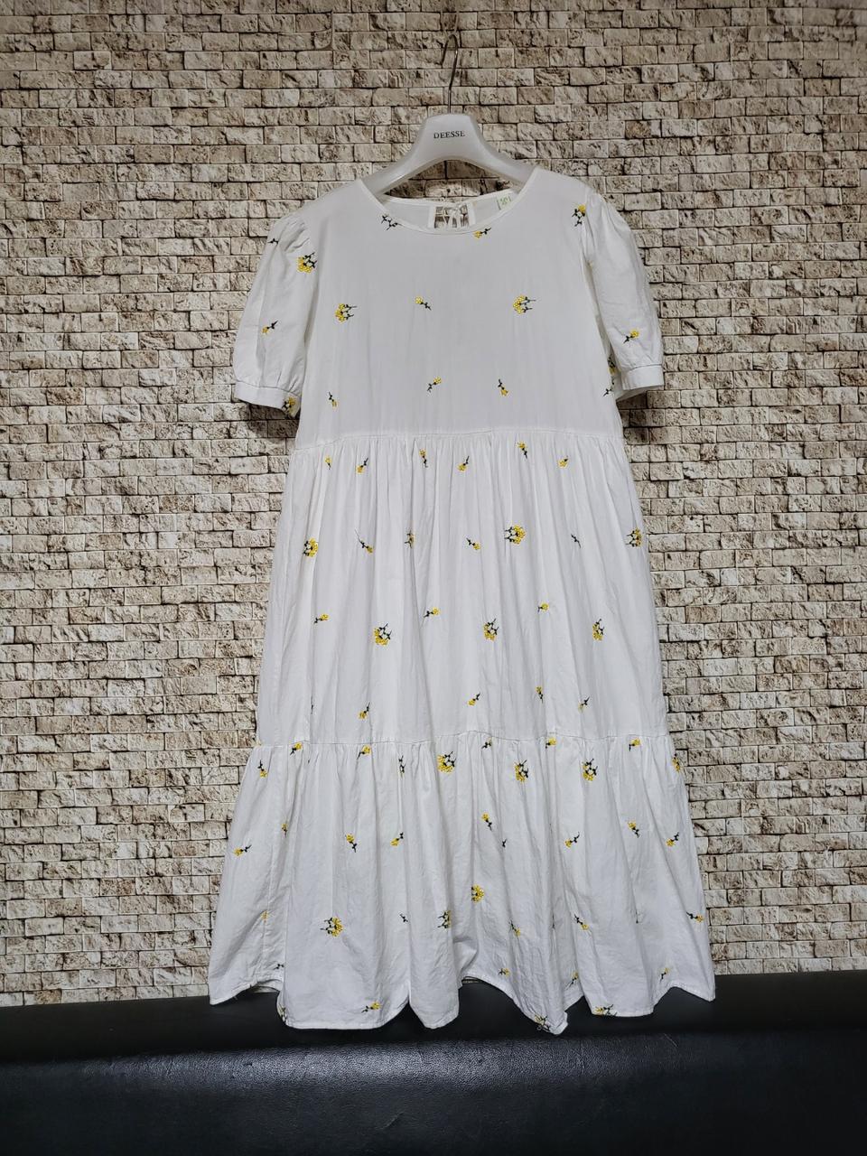 (새옷) 버프소매 꽃자수 롱원피스 프리