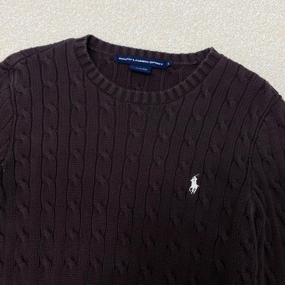 폴로 랄프로렌 스포츠 브라운 케이블 니트 스웨터