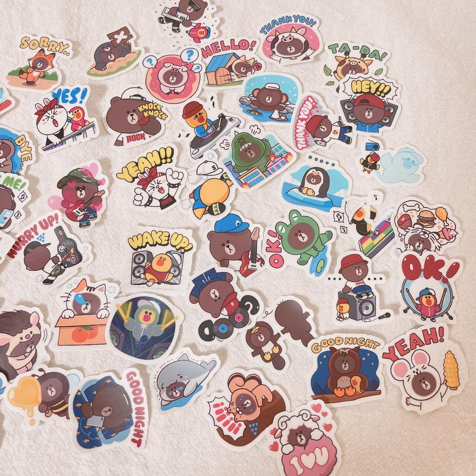 다꾸스티커 라인프렌즈 스티커 브라운샐리