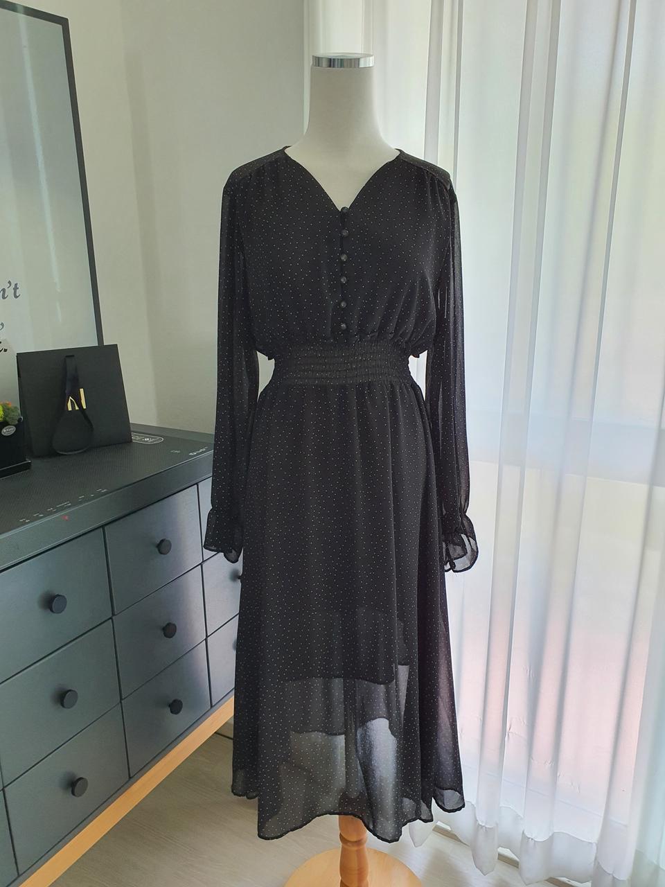 도트 쉬폰 롱원피스