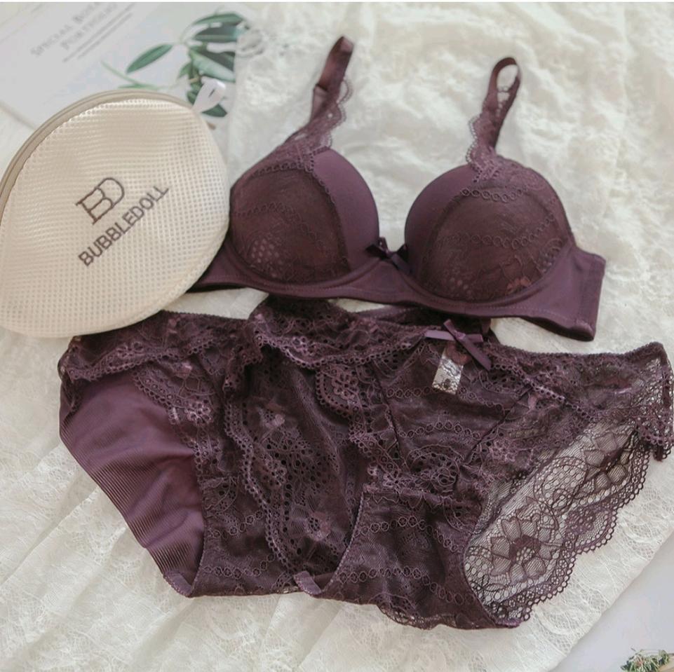 *와이어속옷세트~브래지어(85B)+팬티2개(100)~다크퍼플색상한세트남음