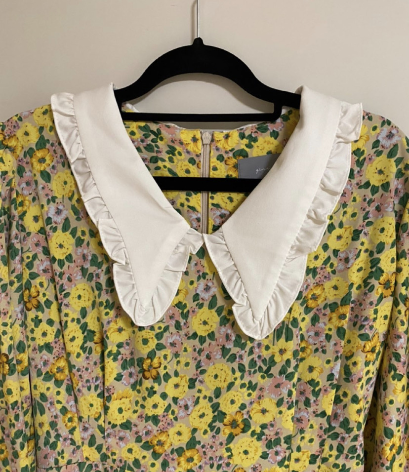 빅 카라 쉬폰 롱 원피스