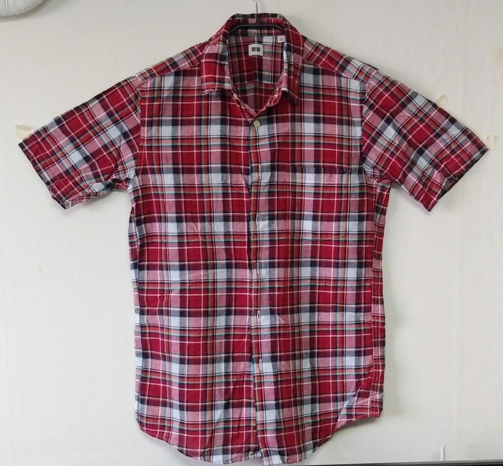 유니클로 반팔체크남방 M