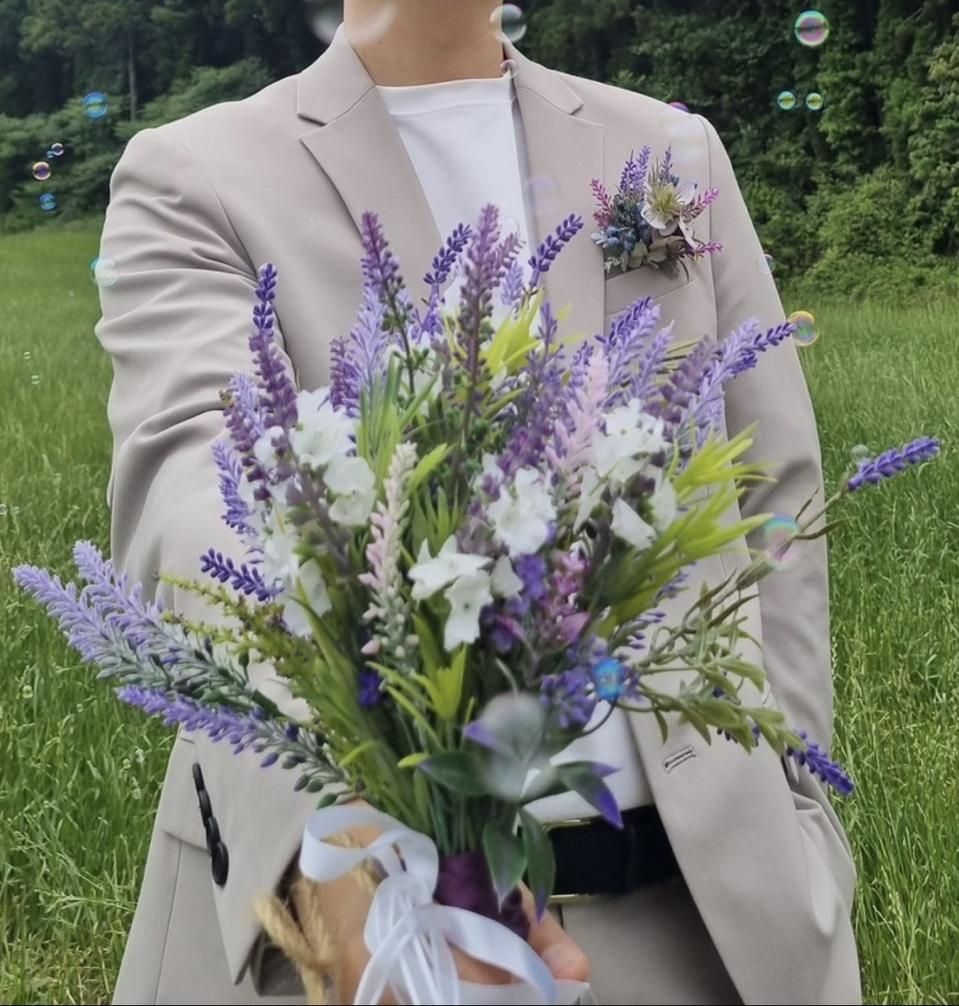 셀프웨딩 부케, 조화 꽃다발, 부토니에 set팝니다