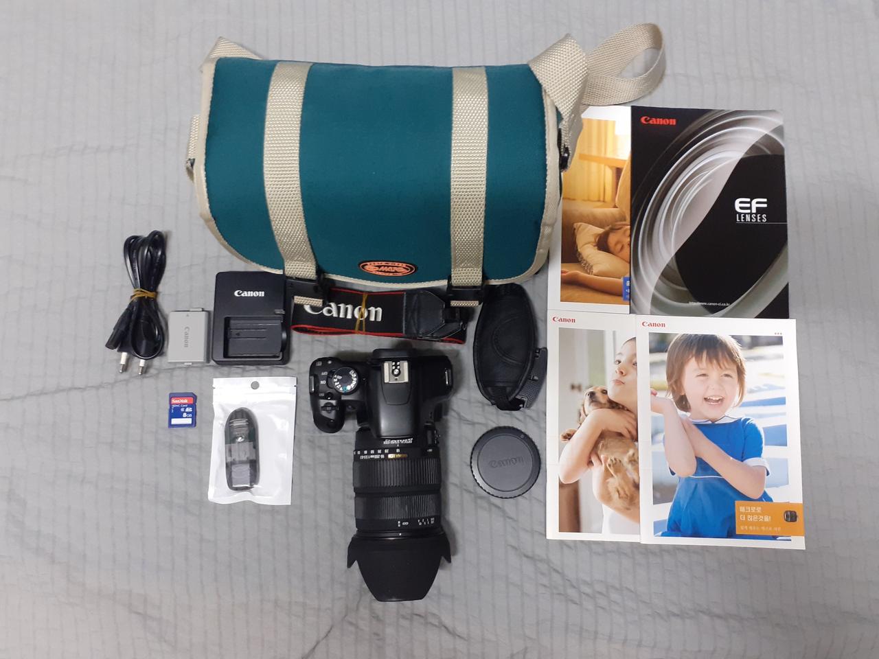 캐논DSLR 카메라 450D  시그마18~200망원렌즈 가방 메모리 등
