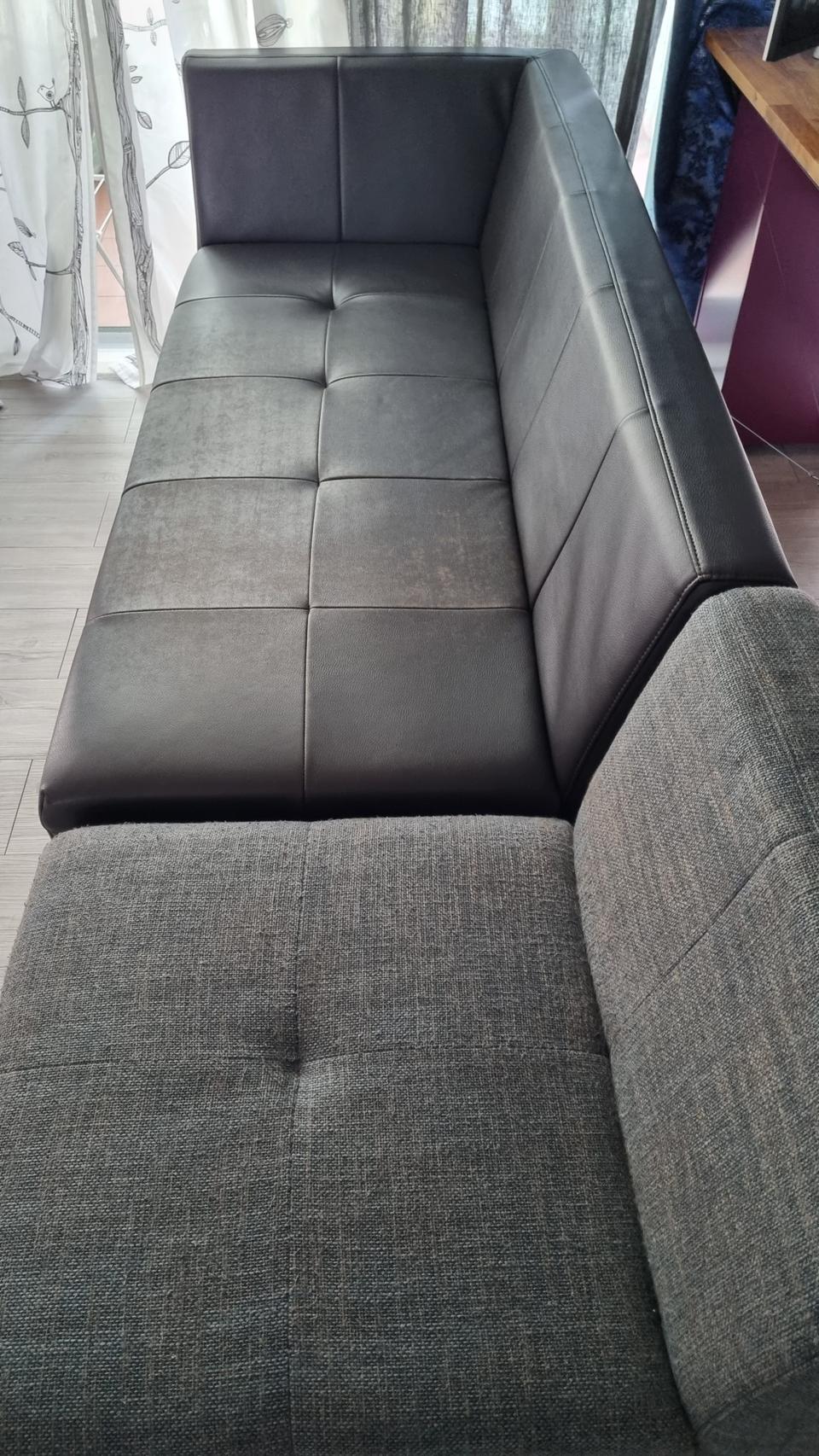 쇼파 인조가죽2인+패브릭1인