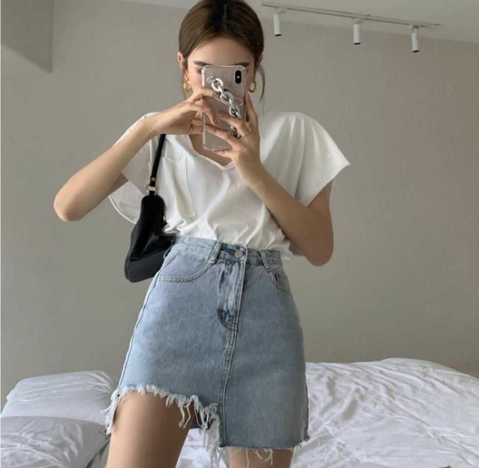 H라인 연청스커트 , 청치마 , 청스커트 ,연청치마