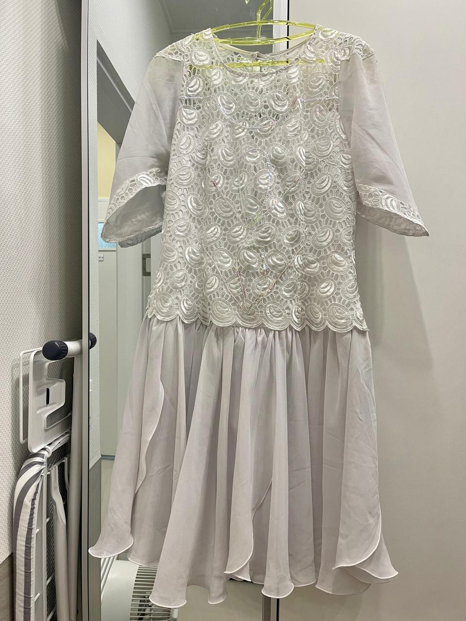 1980s 그리스 빈티지 레이스 세퀸 파티 드레스 S-M