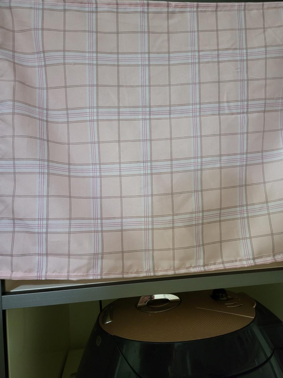 새)주방선반 핑크 체크 무지 가리개 천 핸드메이드