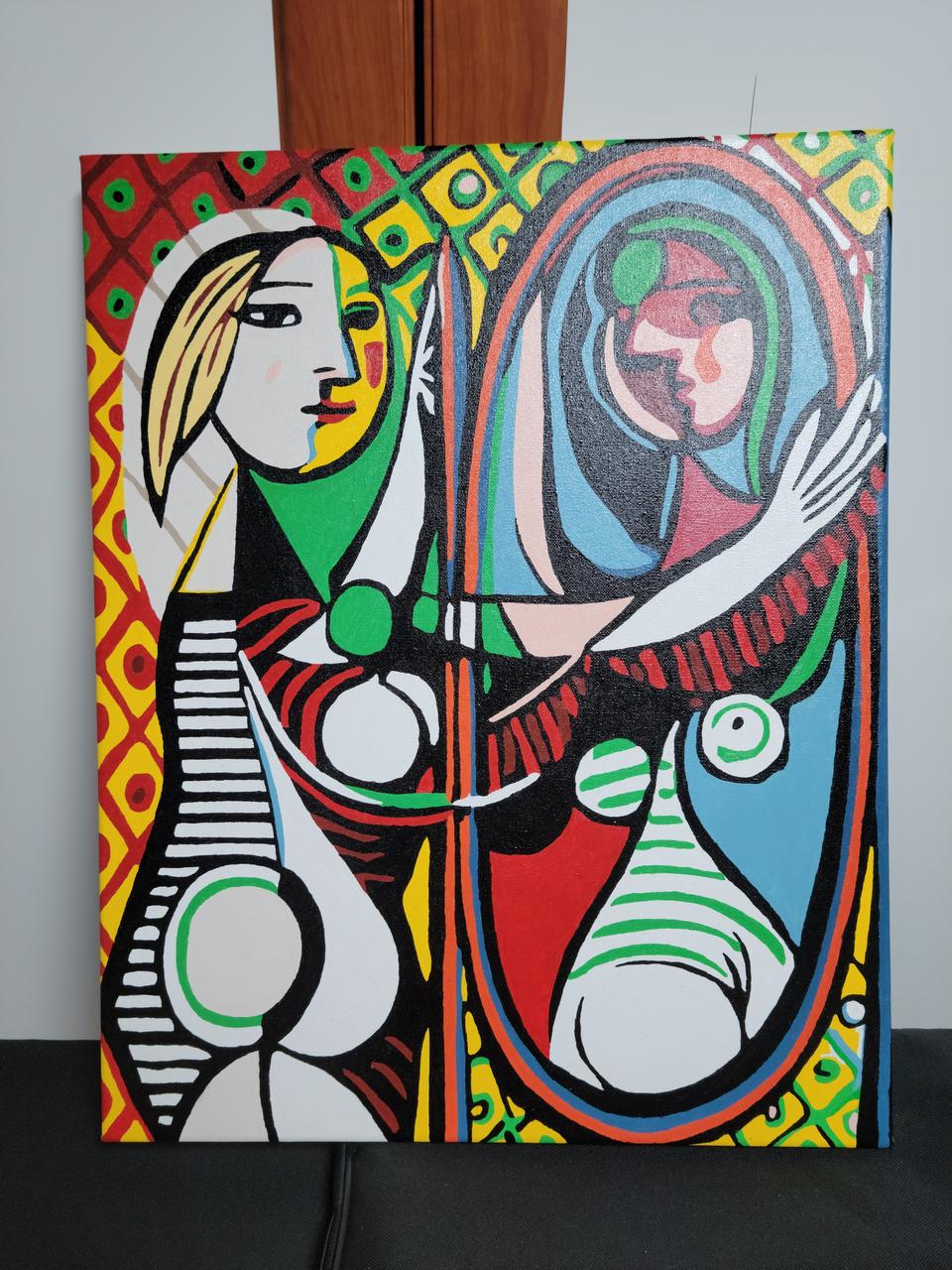 명화그리기 ㅡ피카소거울앞소녀