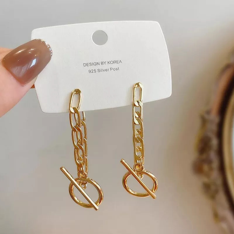 심글 토글바 드롭 투웨이 이어링 은침