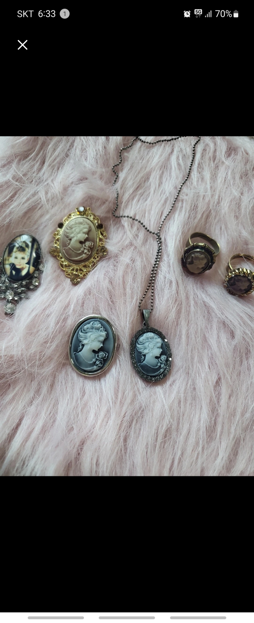 까메오 브로치 목걸이 반지
