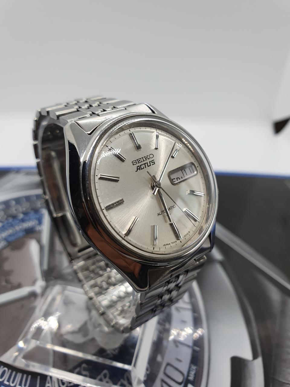 빈티지 세이코 Actus 남성 자동 메탈 시계/정품