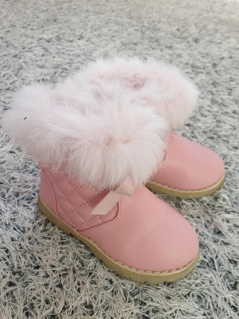 여아신발140  핑크털부츠