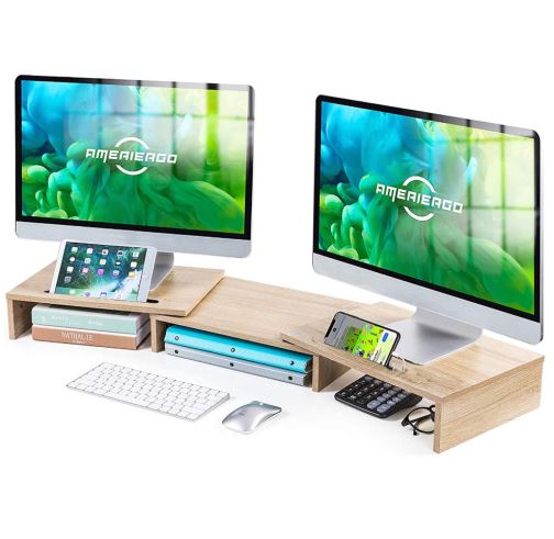 [무료배송]소나무 원목 듀얼모니터받침대 모니터선반 모니터거치대 원목받침대