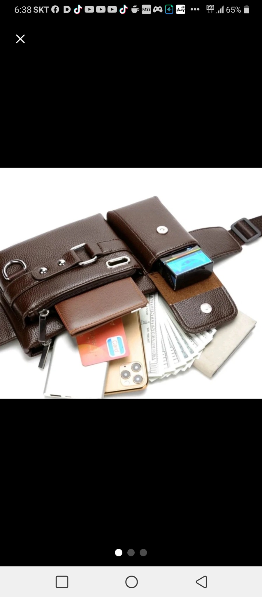 가죽. 힙색. 새제품. 검정색 블랙