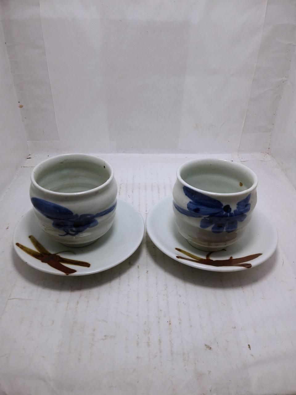 천토 백도곡 찻잔과 잔대 (일괄)