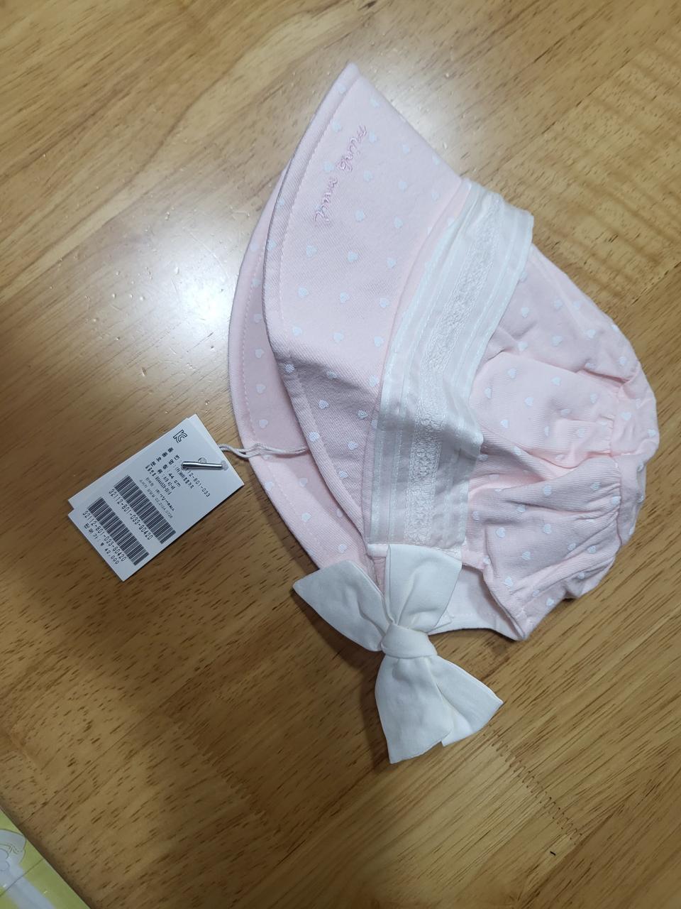 [새상품]밍크뮤 여아 하트 모자 사이즈 44cm