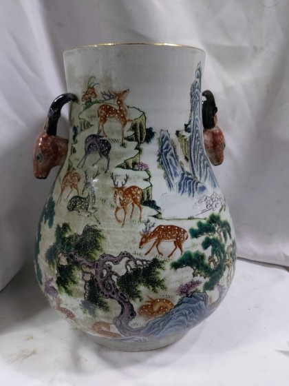 중국 사슴 문양 쌍이병